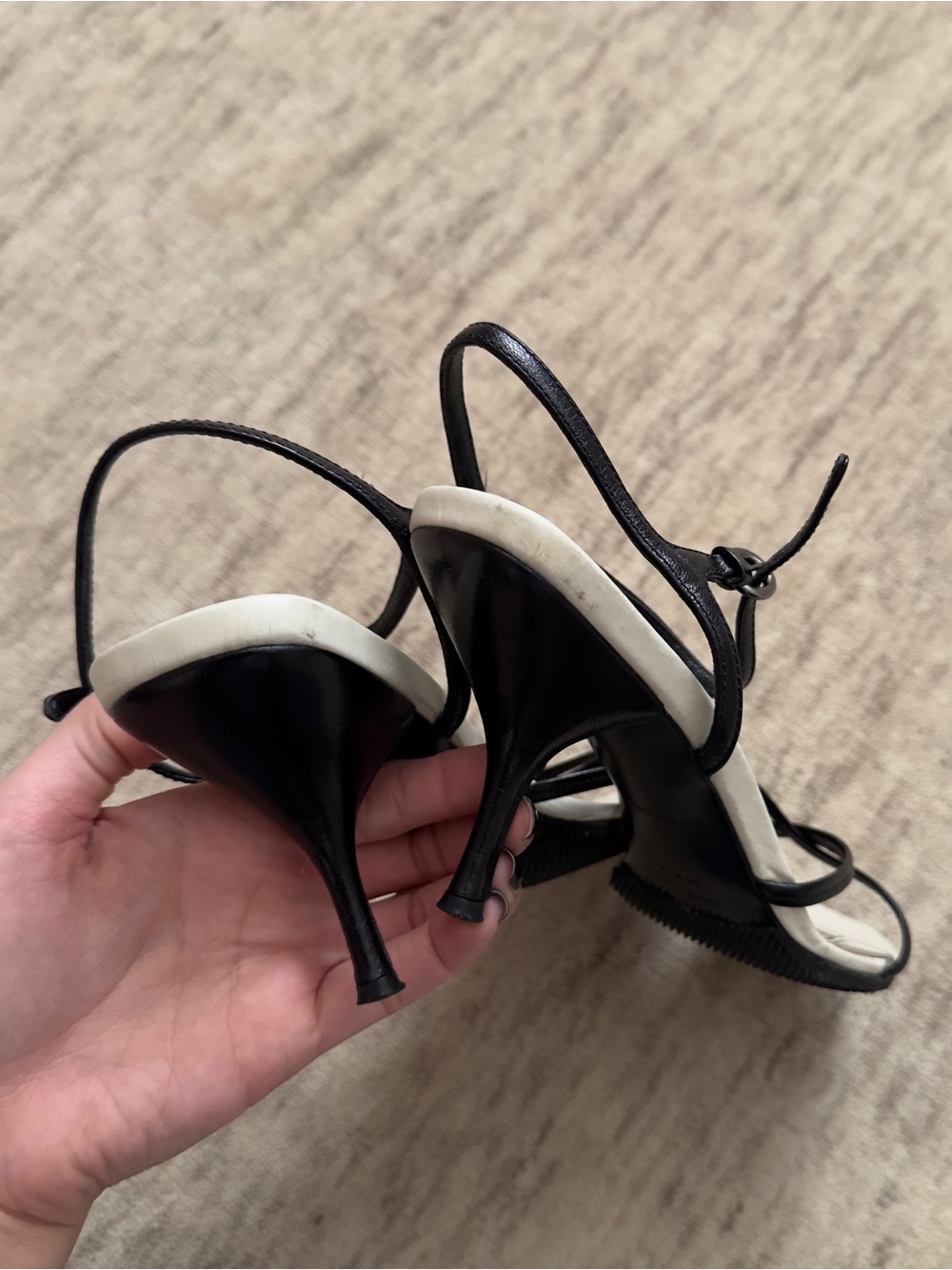 Vintage Miu Miu brown/black rose strappy sandal heels - Picture 6 of 8